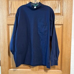 Outer Banks Navy Blue Long-Sleeve Mock Turtleneck Shirt w/ Pocket Men’s L - USA